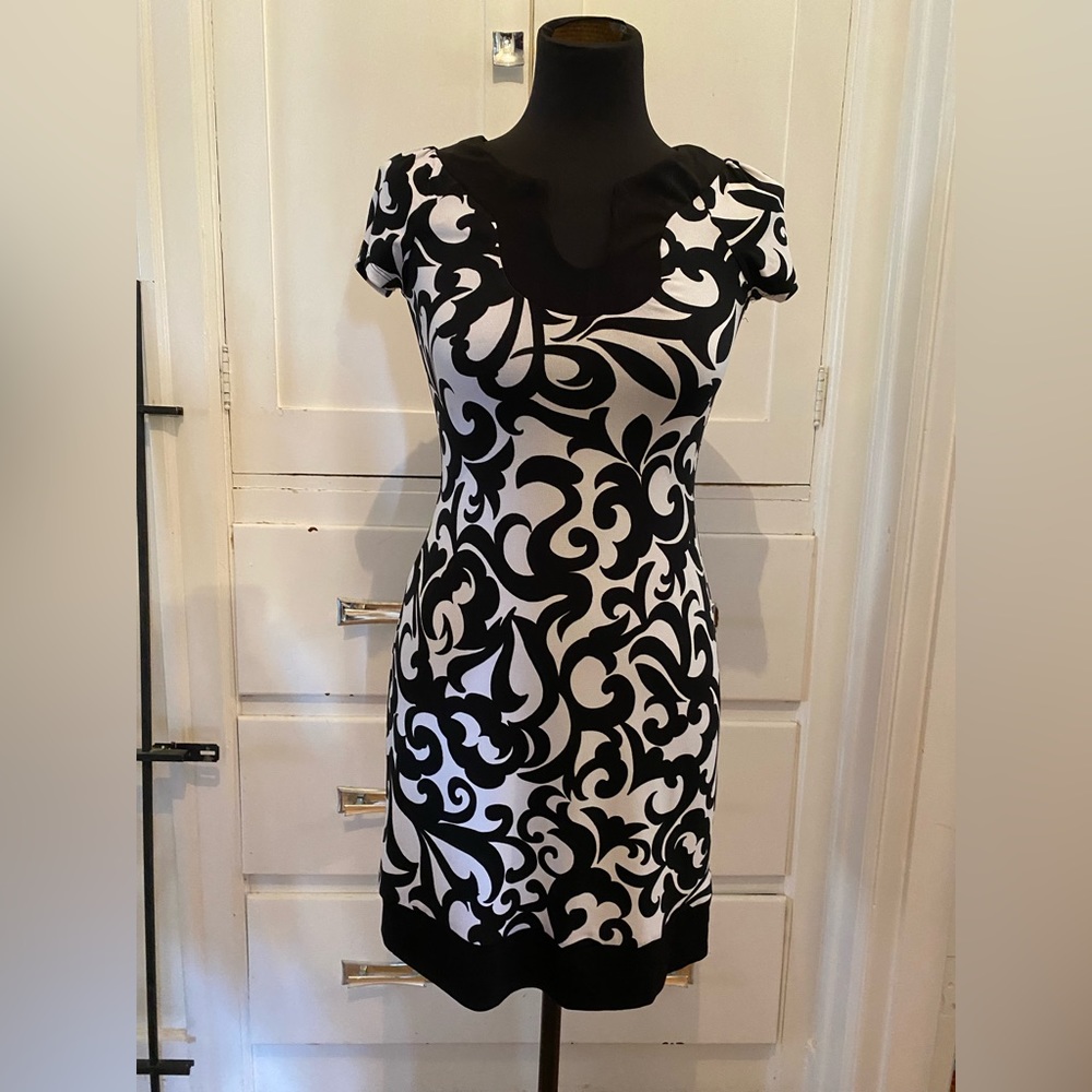 Sweet Storm Black and White Demask Dress - Size Small